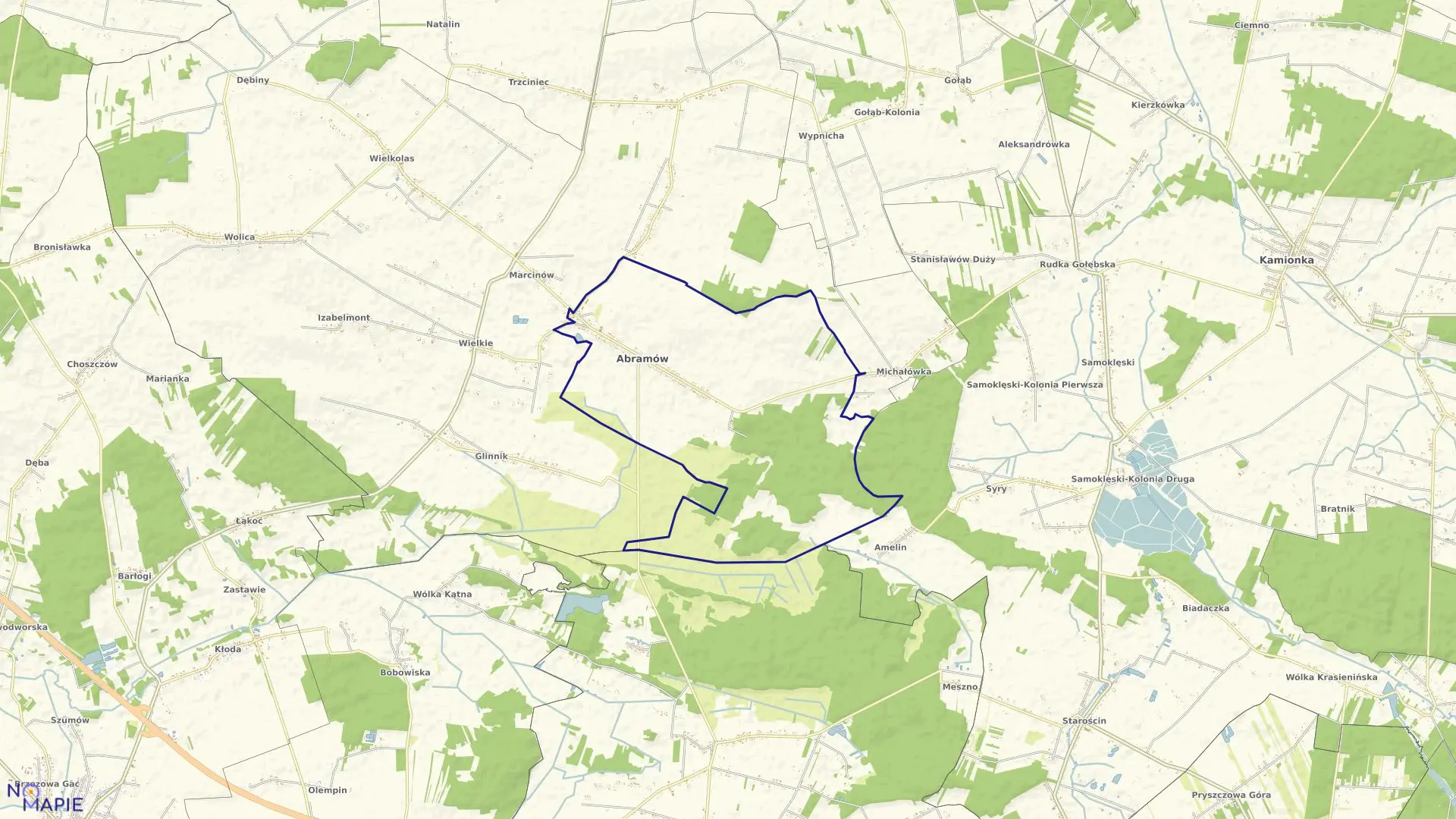 Mapa obrębu ABRAMÓW w gminie Abramów